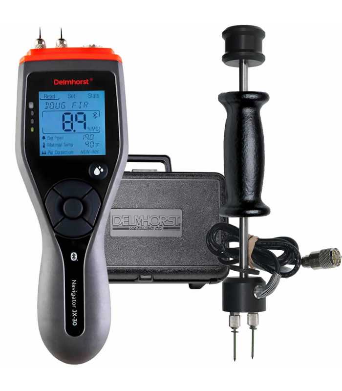 Delmhorst JX-30 [JX-30/P01] Digital Moisture Meter with 26-ES Hammer Electrode, Extra Pins and Carrying Case